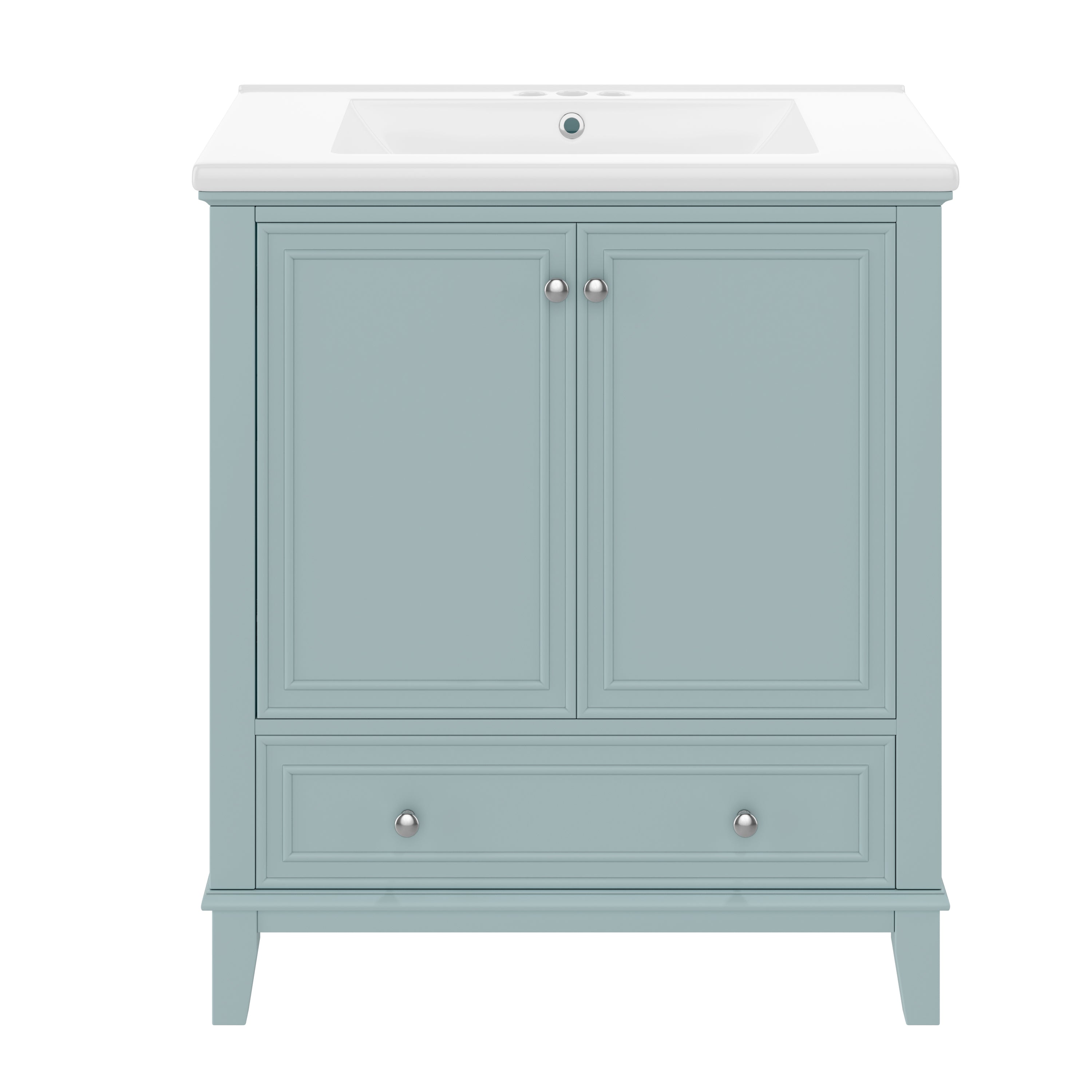 VanityFus 28.6-in Green Bathroom Vanity Single Sink Combo Undermount with Ceramic Top 2 doors 1 drawer